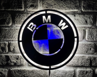 BMW Logo Illuminated Sign, Garage Wall Decor