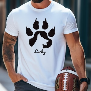 Personalized T-Shirt with Dog Paw and Name | Gift for Dog Lovers | Custom Dog Shirt
