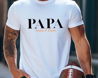Maglietta personalizzata per papà, con i nomi dei figli, regalo per il papà, maglietta per la festa del papà, maglietta per la famiglia da uomo