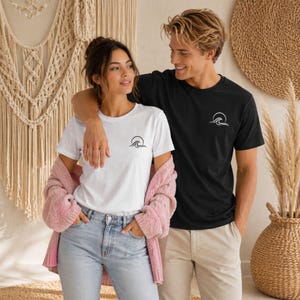Unisex T-Shirt 100% Baumwolle, Minimalistisches Wellen Shirt, Ocean Surf Design,  Sommer Shirt Damen & Herren,Basic Tee