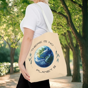Bolsa de tela sostenible con globo terráqueo | No existe el Planeta B | Bolsas de protección del medio ambiente | Bolsa de compras cero residuos