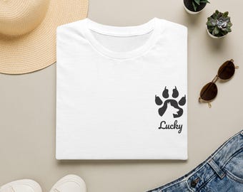 Personalisiertes T-Shirt mit Hundepfote und Name | Geschenk für Hundeliebhaber | Individuelles Hunde Shirt