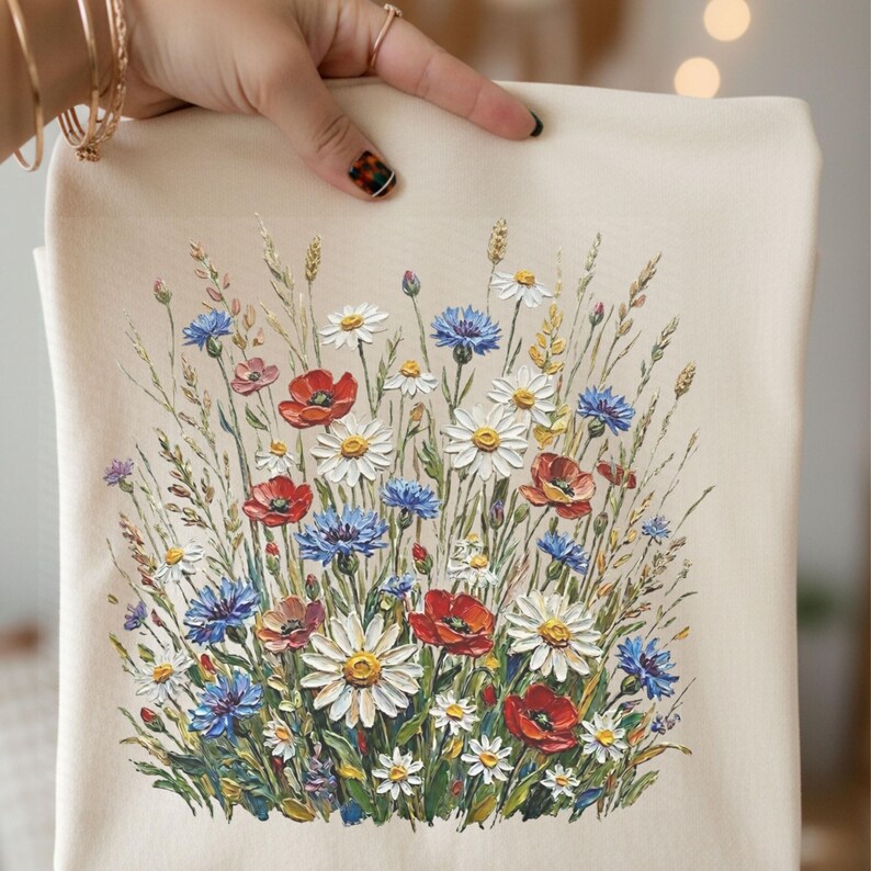 Wildflower Meadow PNG, Cottage Garden Floral Shirt Design, Rustic ...