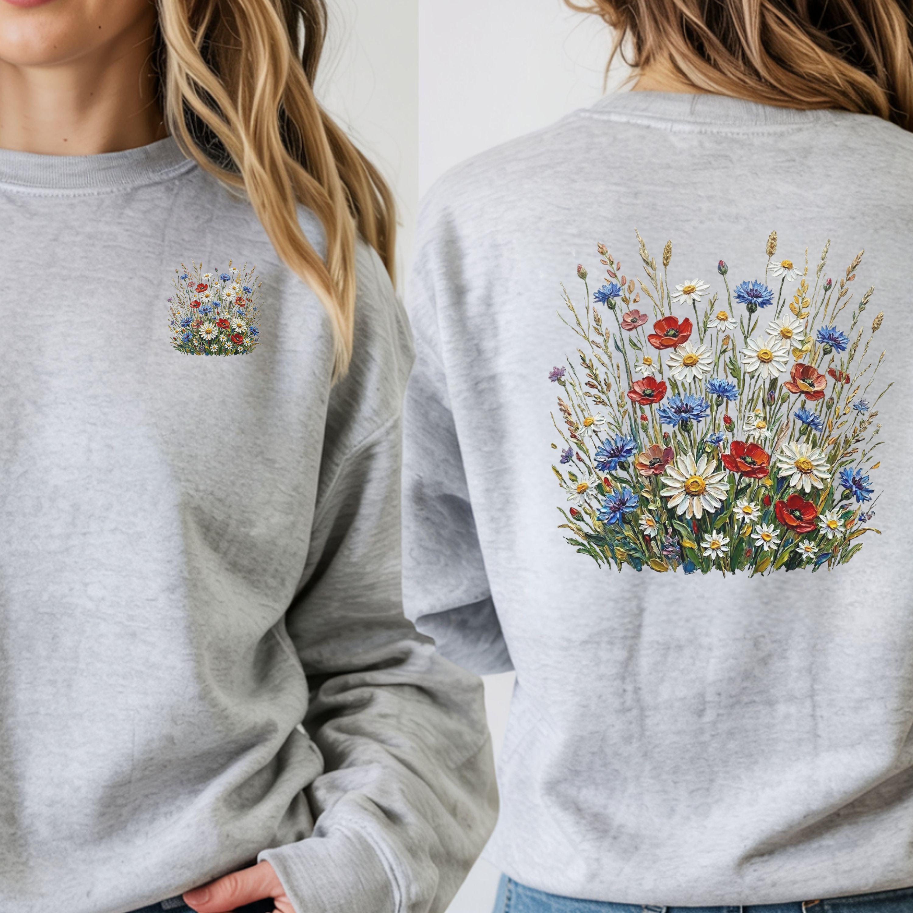 Wildflower Meadow PNG, Cottage Garden Floral Shirt Design, Rustic ...