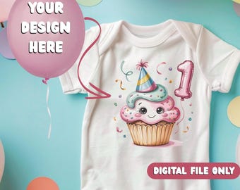 Birthday Girl Cupcake PNG – First Birthday Clipart for Shirts or Invites– Digital Download