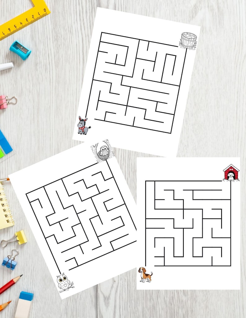 Kids Maze Worksheets • 10-pack Printable Activities - Etsy