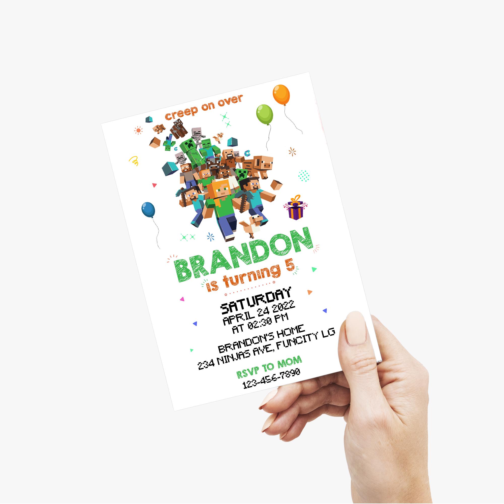 Themed Minecraft E-Invite – JPG Format (1080x1920)