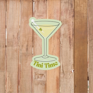 Sticker Tini Time Martiniglas, laptopsticker Dirty Martini Lovers met minimalistisch esthetisch ontwerp, sticker Hydroflask, schattige Kindle-sticker