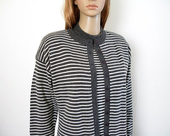 Charcoal Striped Three Piece Sweater Suit Adolfo C