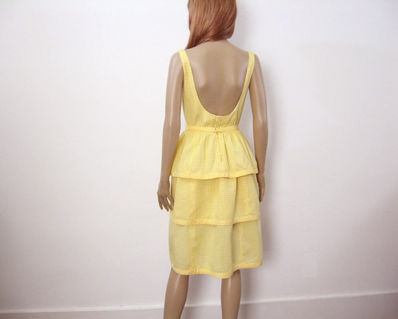 yellow and white gingham dress