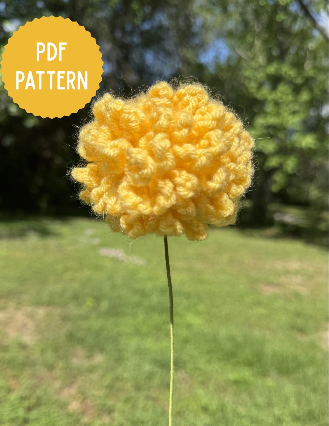 Pom Pom Flower Crochet Pattern | Beginner Bouquet Stem (PDF File) - Etsy
