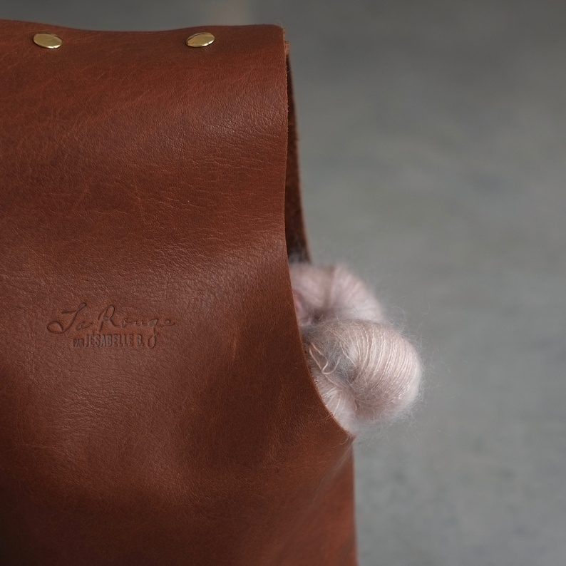 Leather Knitting Bag Project Bag in Leather Brown Leather Etsy