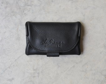 Mini case, Black Leather notion case, knitting accessory case