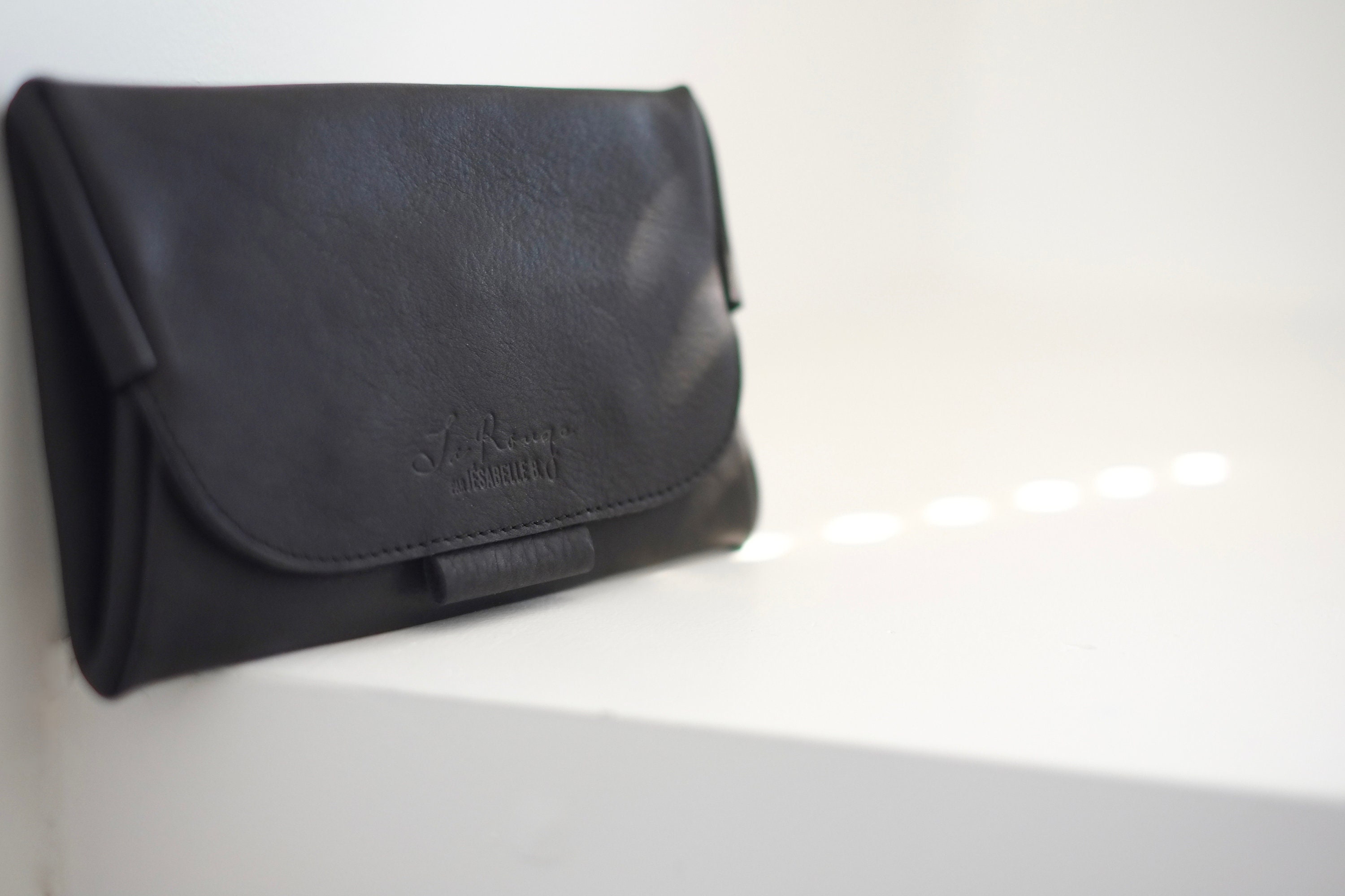 【LONA】Box mini wallet -ento- ブラック ブラックレザーノーションケース、編み物アクセサリーオーガナイザー