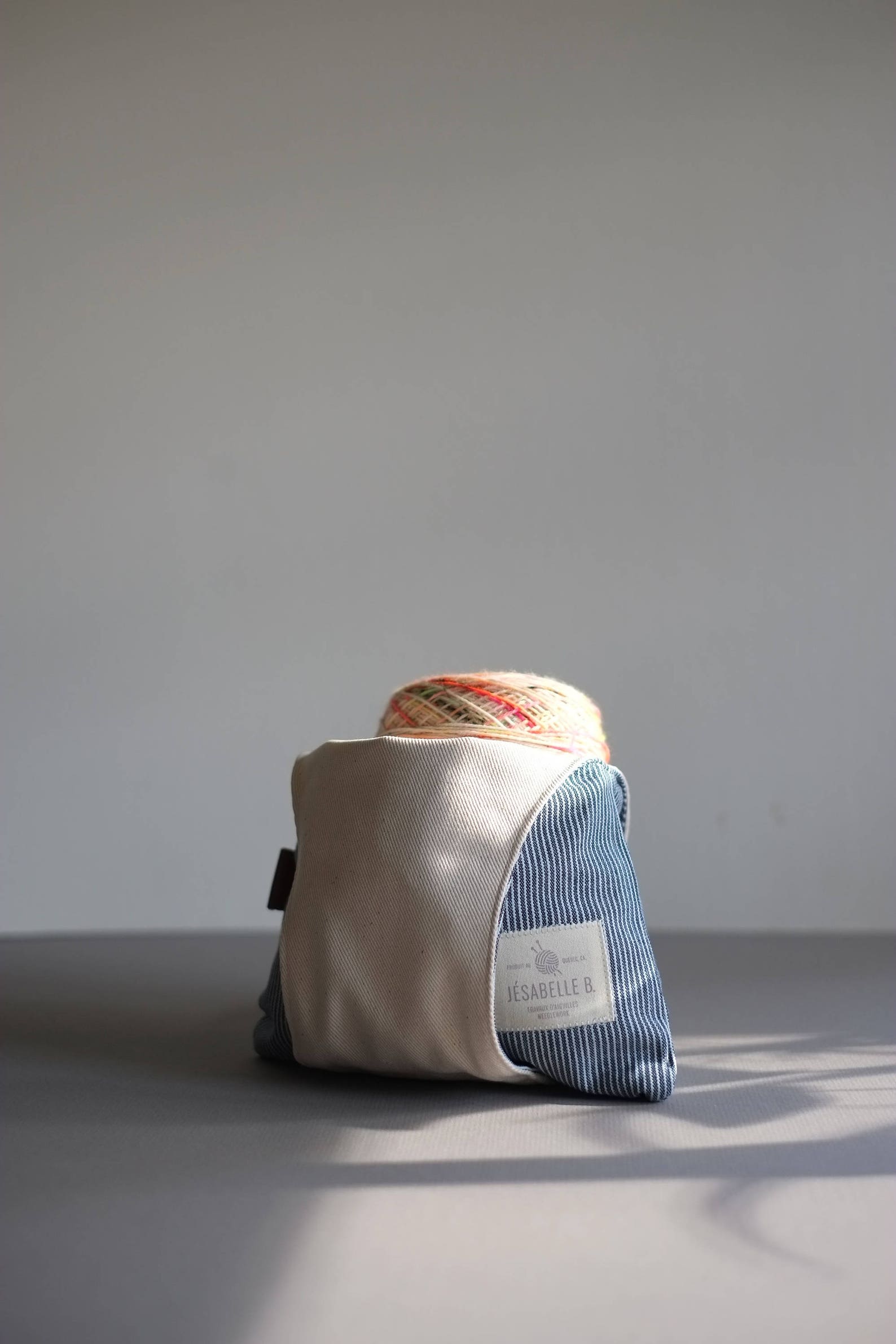 Knitting Bag in Brown and Denim Small Project Bag for Etsy