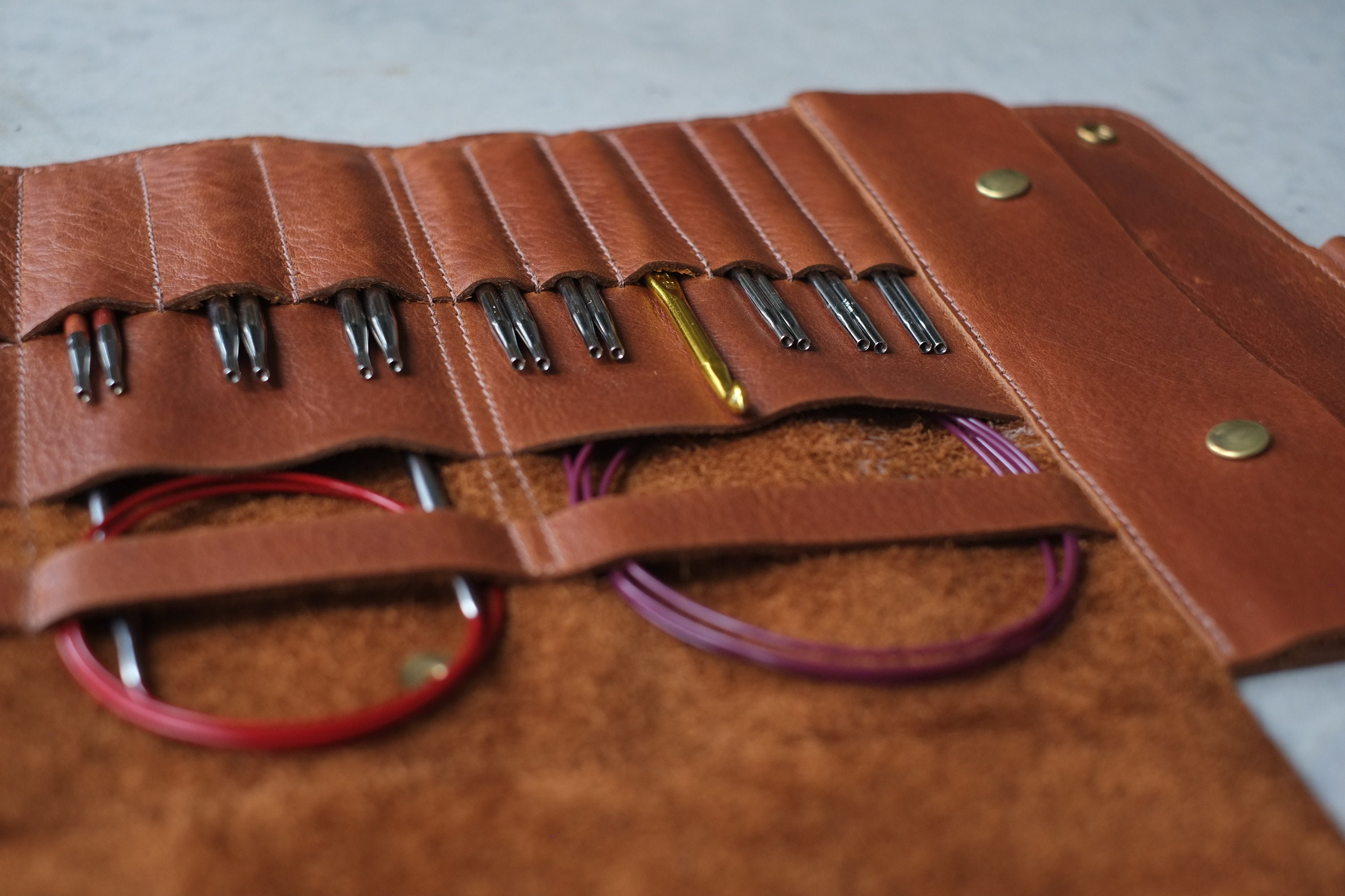Brown Leather Needle Case, Best of Case for Interchangeable Needle Set,  Leather Case for Knitting Needles, Crochet Case -  Norway