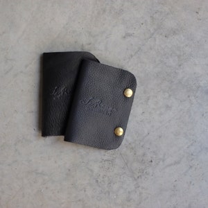 Black Leather Needle Book, Darning Needle Storage Case with felt image 3