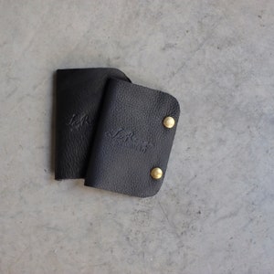 Black leather needle book, Needle storage in leather and felt, Case for mending and darning needles image 3