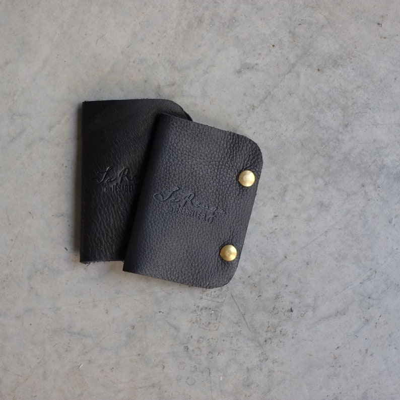 Black Leather Needle Book, Darning Needle Storage Case with felt image 3