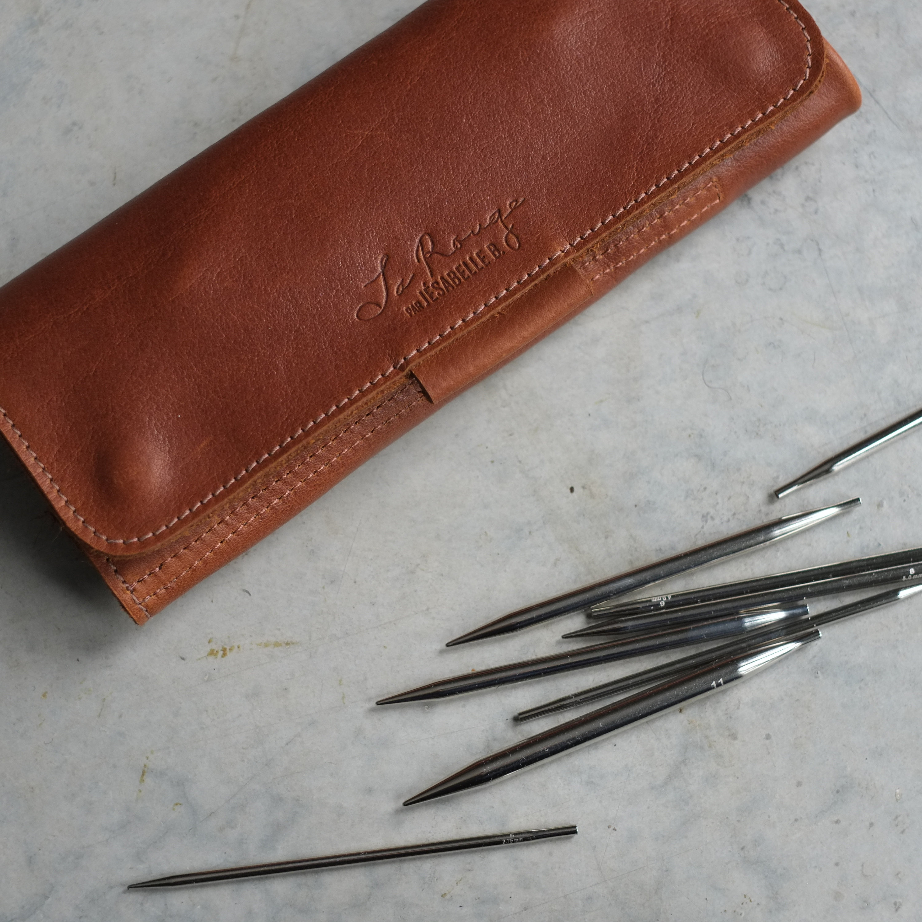 Brown leather needle case Case for interchangeable needle Etsy