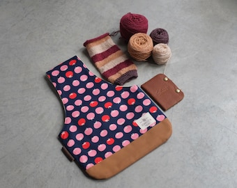 Medium knitting bag in limited edition Ruby Star society fabric, crochet bag, walk and knit bag