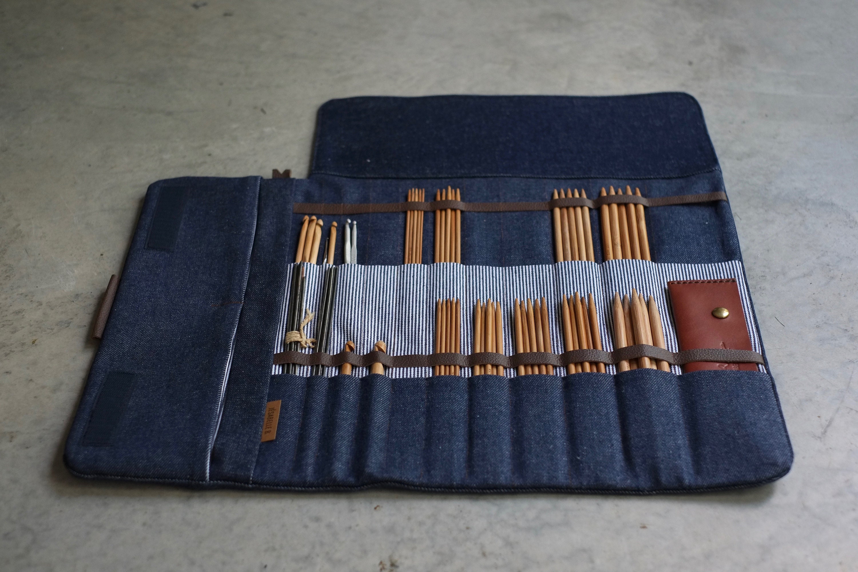 DPN Case Double Pointed Knitting Needle case Dark blue denim Etsy