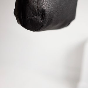 Black Leather knitting bag, Medium Leather knitting wristlet in black, Yarn bag in black leather, On the go arm bag image 10