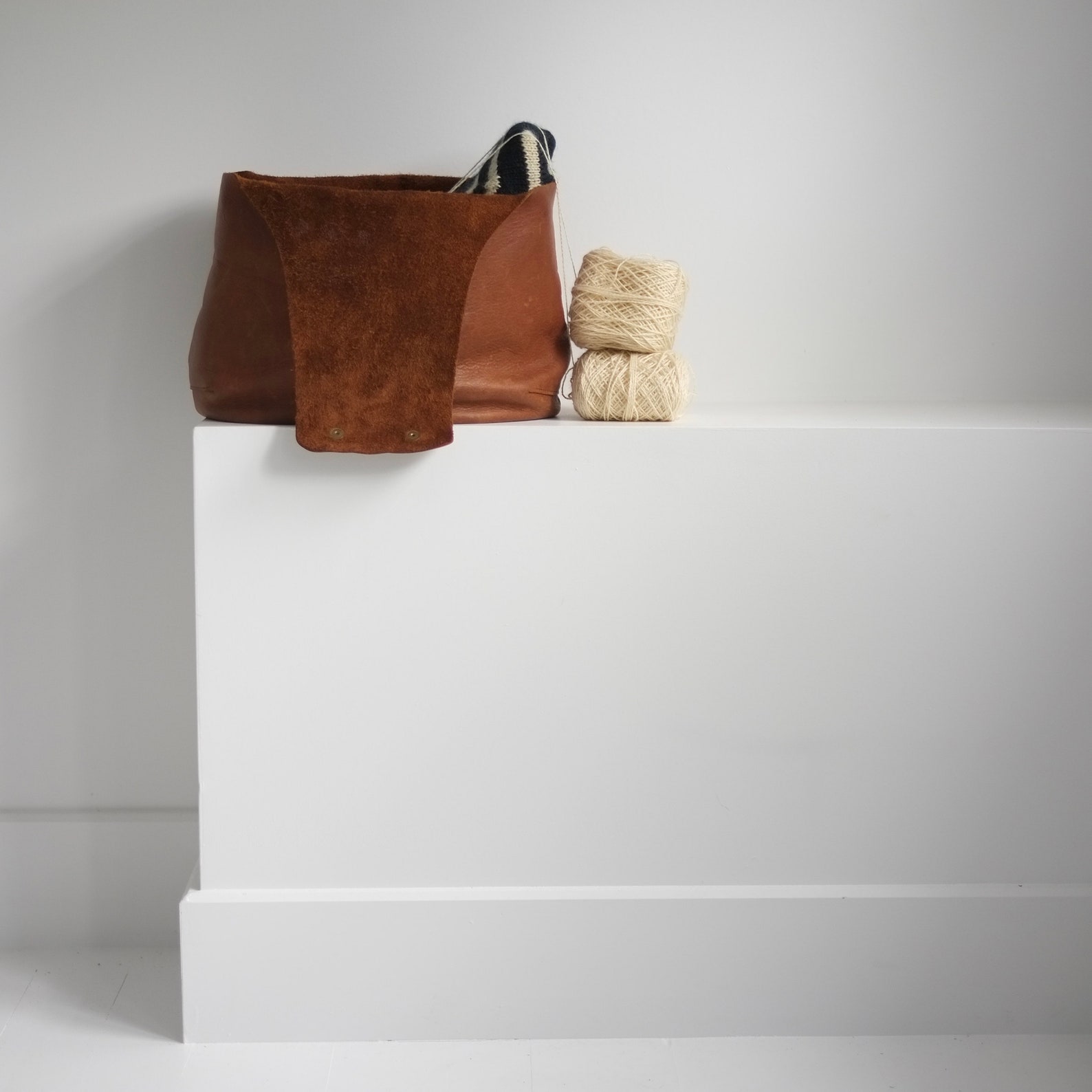 Leather Knitting Project Bag Leather Knitting Bag Leather Etsy