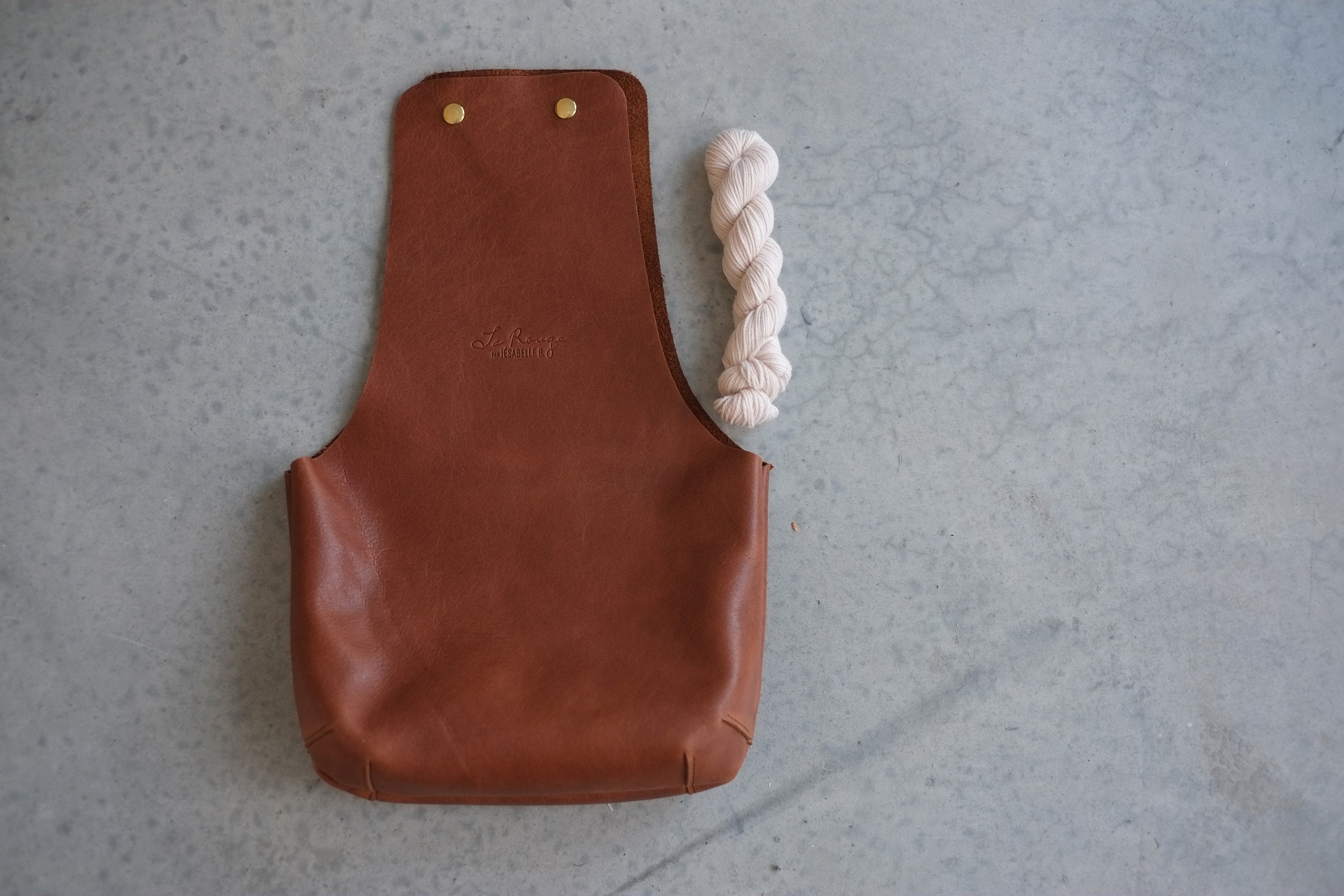 Leather knitting bag Project bag in leather Brown leather Etsy