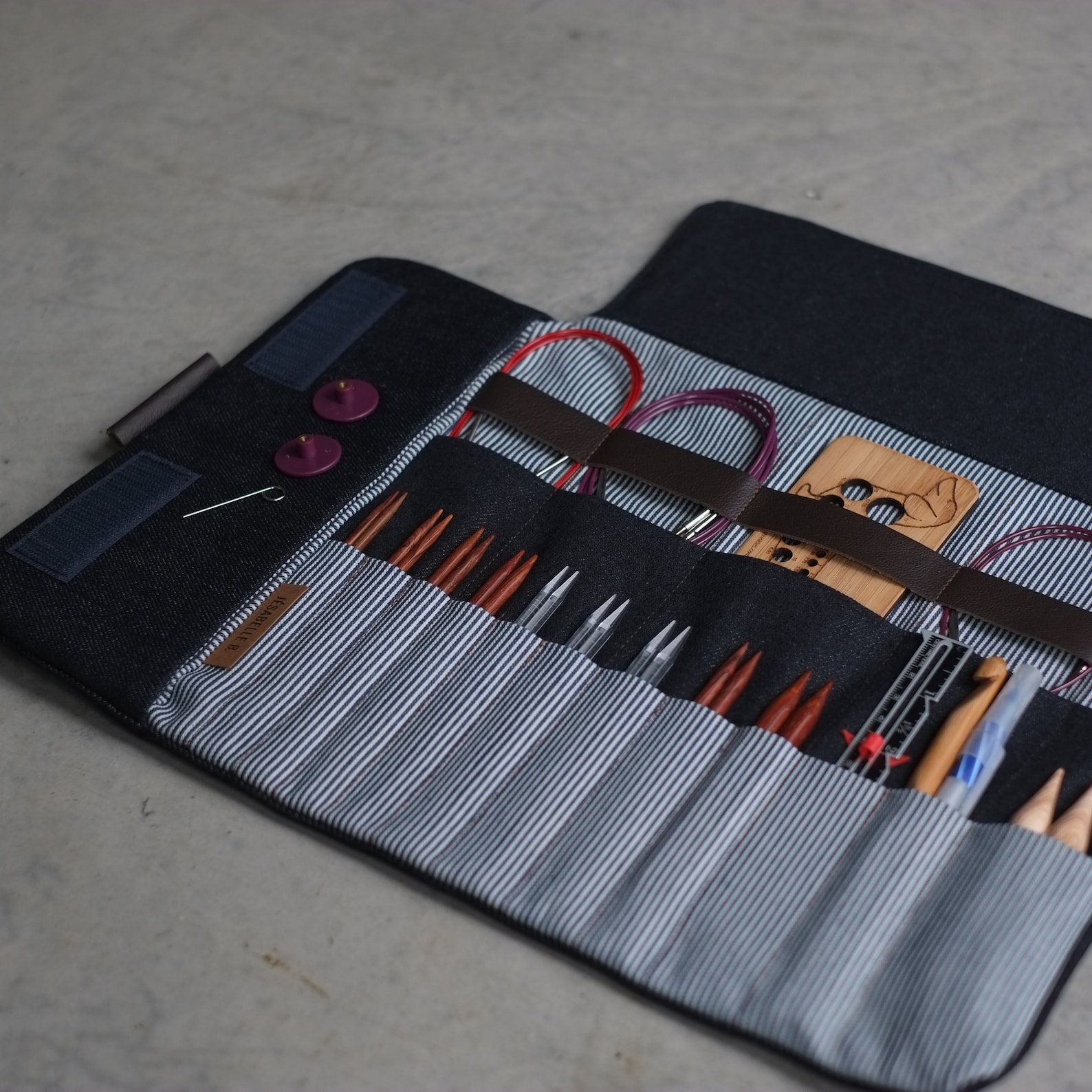 Knitting Needle Case Circular Needle Case Dark Blue Denim Etsy