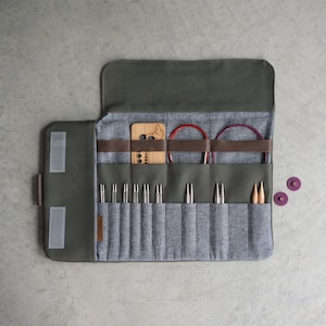 Case for interchangeable knitting needle set, Green Best of Case for needle storage, Crochet case
