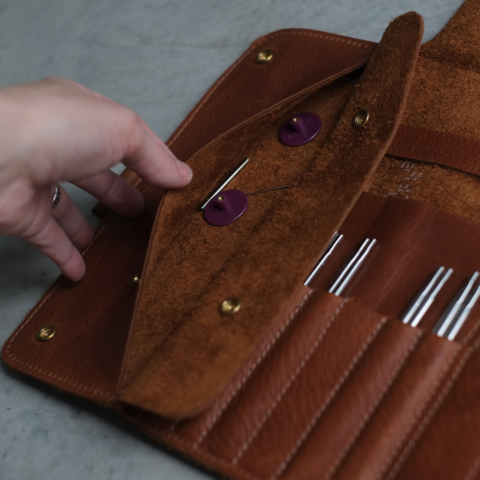 Brown Leather Needle Case, Best of Case for Interchangeable Needle Set