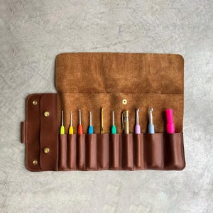 Crochet case, crochet organizer, leather case for crochet hooks
