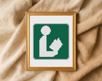 Library Sign Cross Stitch Pattern PDF | Bookish Booktok Embroidery Chart | Reader Gift Needlepoint Design | Instant Download