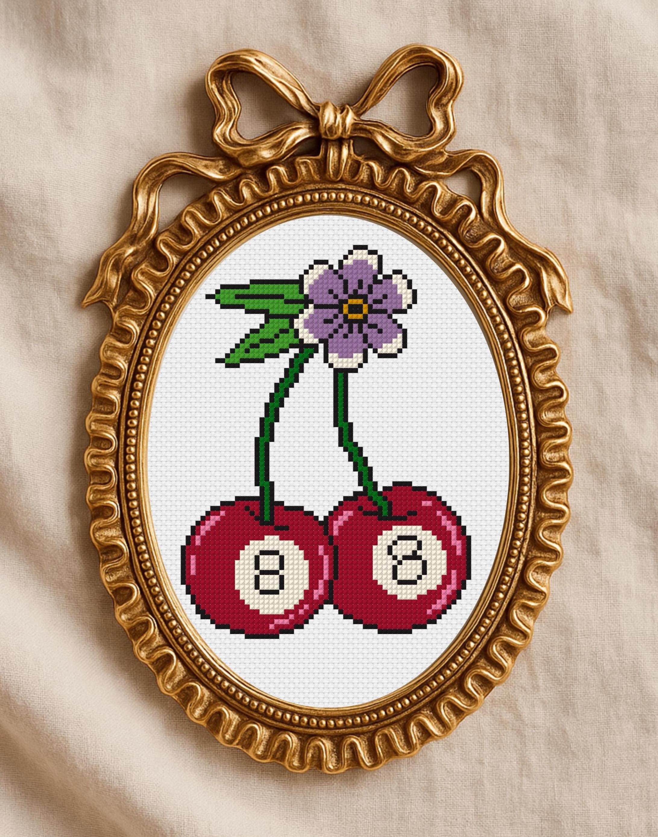 8 Ball Cherry Embroidery - Etsy