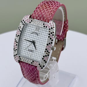 Real Collectibles by Adrienne Pink Baguette Crystal Bezel Watch B6077 Real Collectibles by Adrienne Watch | eBay main image 2