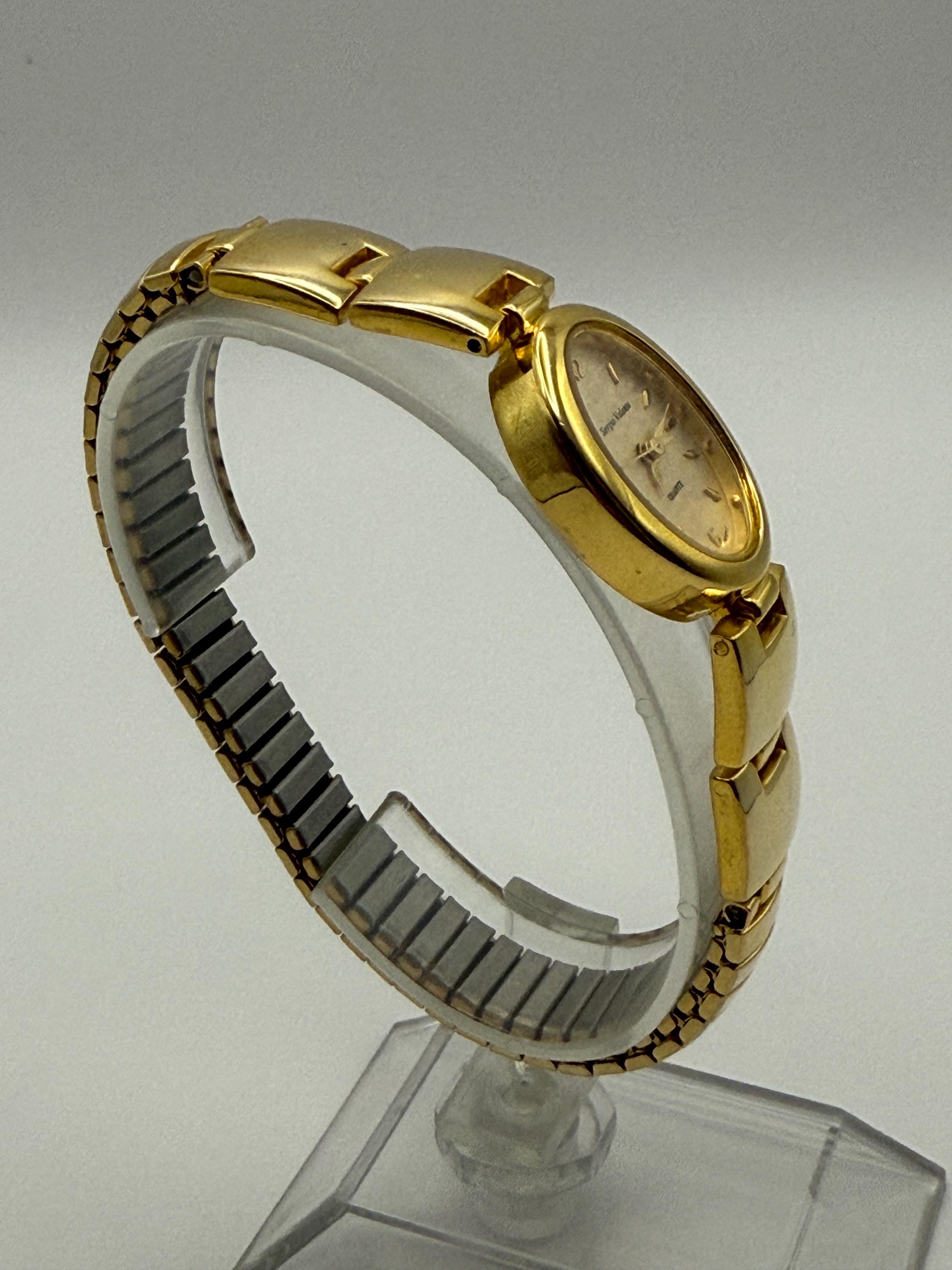 Sergio Valente Women\'s Watch Gold Tone Oval Black Dial Crystal Japan Mov\'t Dress Vintage Sergio Valente Gold Silver Women main image 3