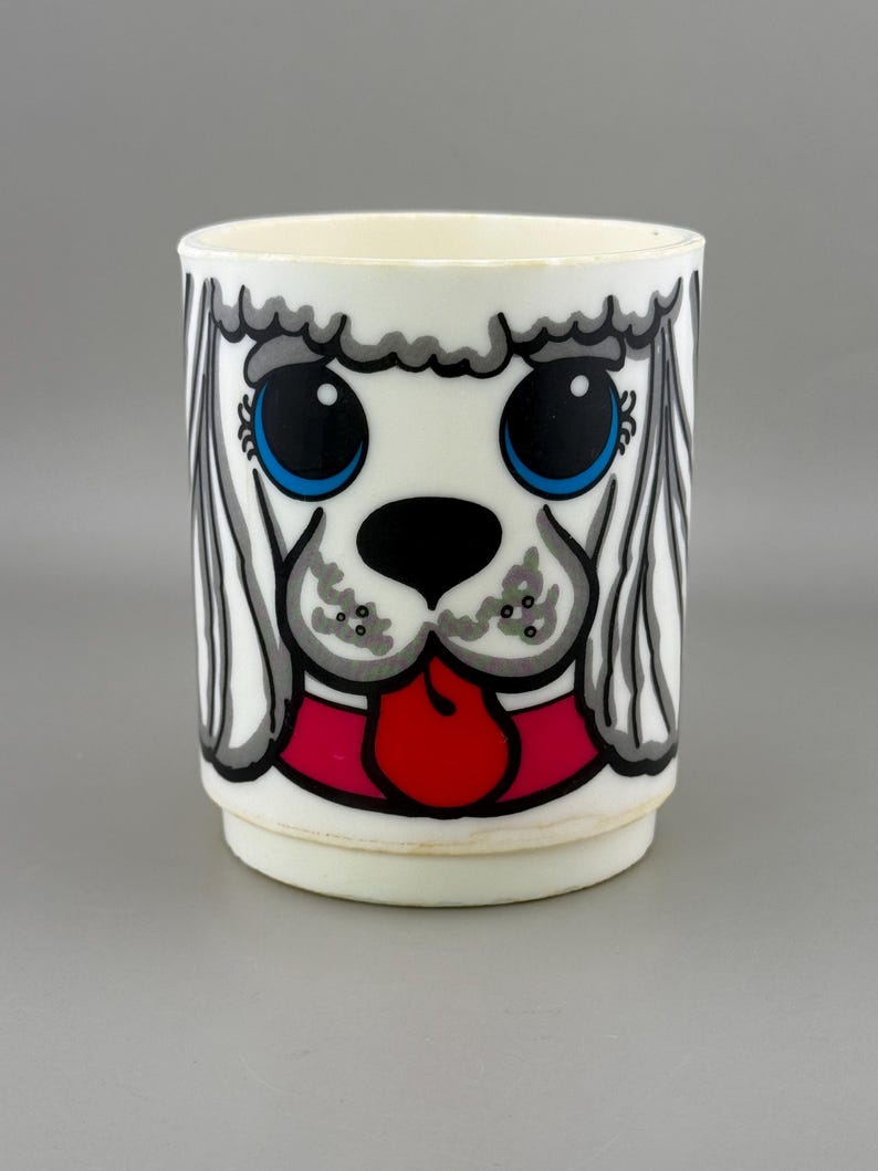 Deka Dog Face Mug Vintage Plastic Cup Blue Eyes Red Collar - Etsy