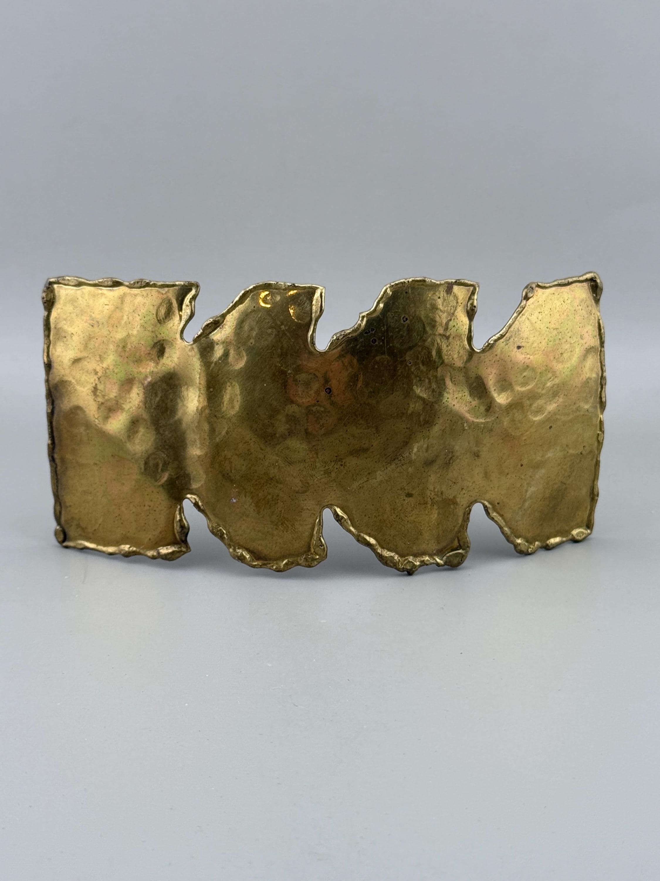 Brutalist Handmade Brass Belt Buckle | Sculptural 70s  display picture 2