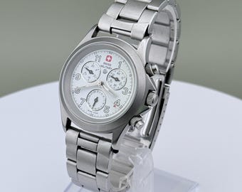 Swiss Military Swiss Made Watch – 40mm Screw Down Crown – 100M Stainless Steel Military Style Watch