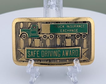 1920s Truck Insurance Exchange Safe Driving Award Belt Buckle Patented 1923