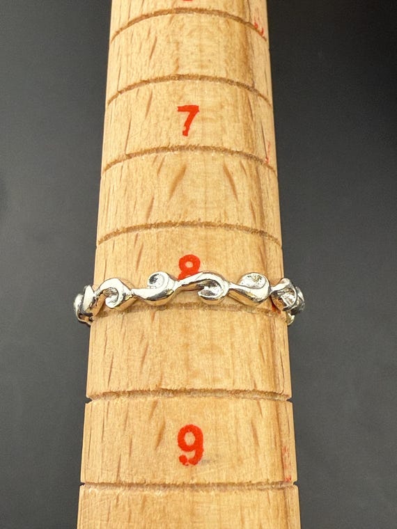 Signed Sterling Silver Linked Loop Stacking Band … - image 6