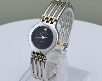 Bijoux Terner Petite Vintage Two Tone Quartz Women’s Watch Black Dial Japan Movement 23.8mm