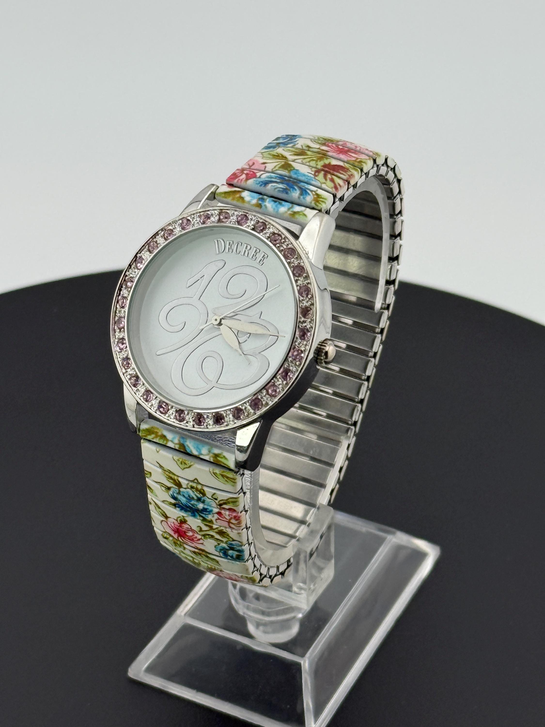 Decree Women's Floral Expansion Band Watch – 36mm Case, Pink