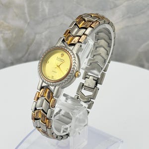 Solitaire Genuine Diamond 25mm Quartz Two Tone Women’s Watch Japan Movement