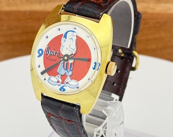 Vintage Spiro Agnew Political Character Watch – 34mm Gold-Tone – Mechanical (Not Running) – Great Dial & Crystal