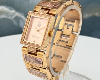 Victoria Wieck Gold Tone Square Crystal Bezel White Dial  display picture 3