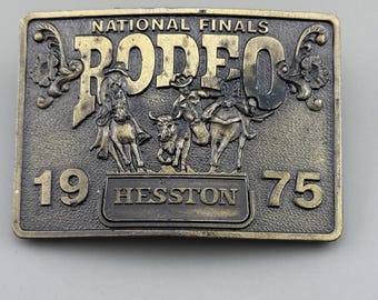 1975 Hesston National Finals Rodeo NFR Lewis Buckles Cowboy Belt Buckle