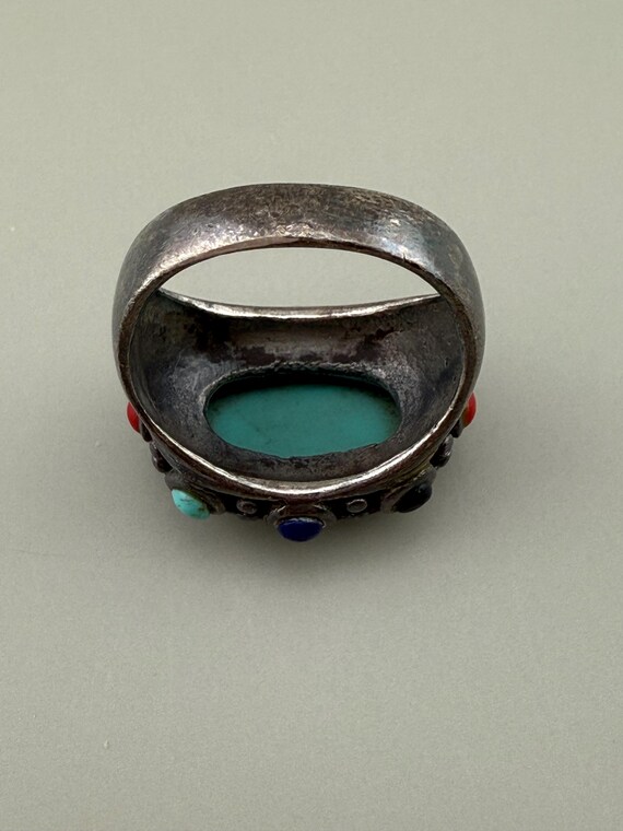 Sterling Silver Turquoise Statement Ring | Coral … - image 5