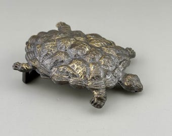 Turtle Pewter Belt Buckle 3D Animal Figural Heavy Vintage